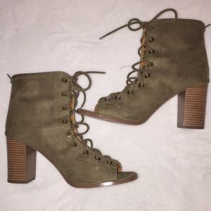 Lace up heel booties